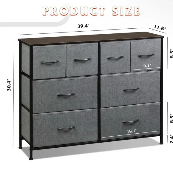 Amazon Gray Storage Dresser with Black Frame